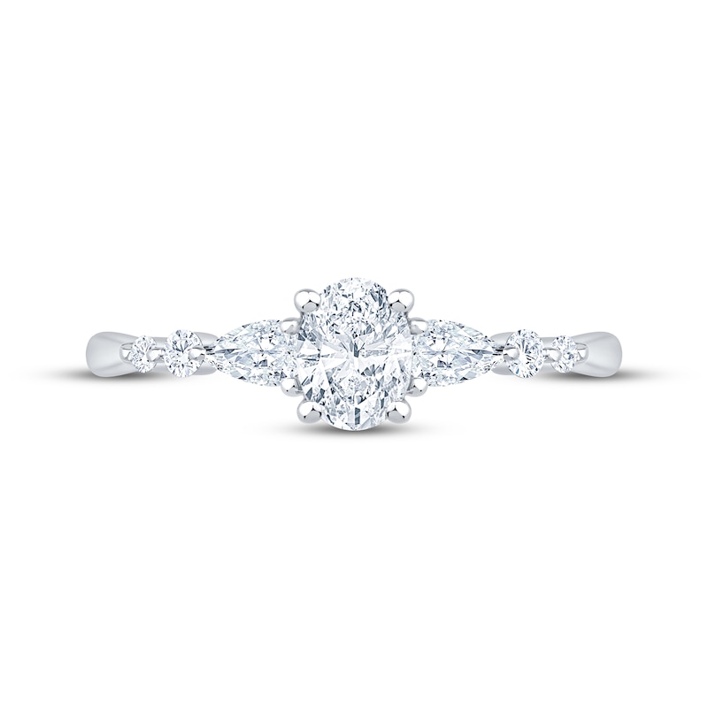 Main Image 3 of Now + Forever Lab-Grown Diamonds Oval-Cut & Pear-Shaped Three-Stone Engagement Ring 5/8 ct tw 14K White Gold