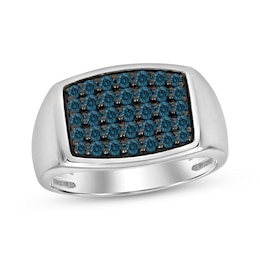 Men's Blue Multi-Diamond Ring 3/4 ct tw Sterling Silver