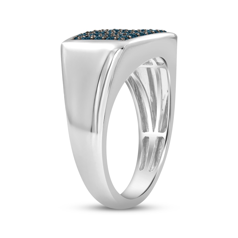 Main Image 2 of Men's Blue Multi-Diamond Ring 3/4 ct tw Sterling Silver