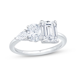 Now + Forever Emerald-Cut, Oval-Cut & Pear-Shaped Lab-Grown Diamond Engagement Ring 2-1/6 ct tw 14K White Gold