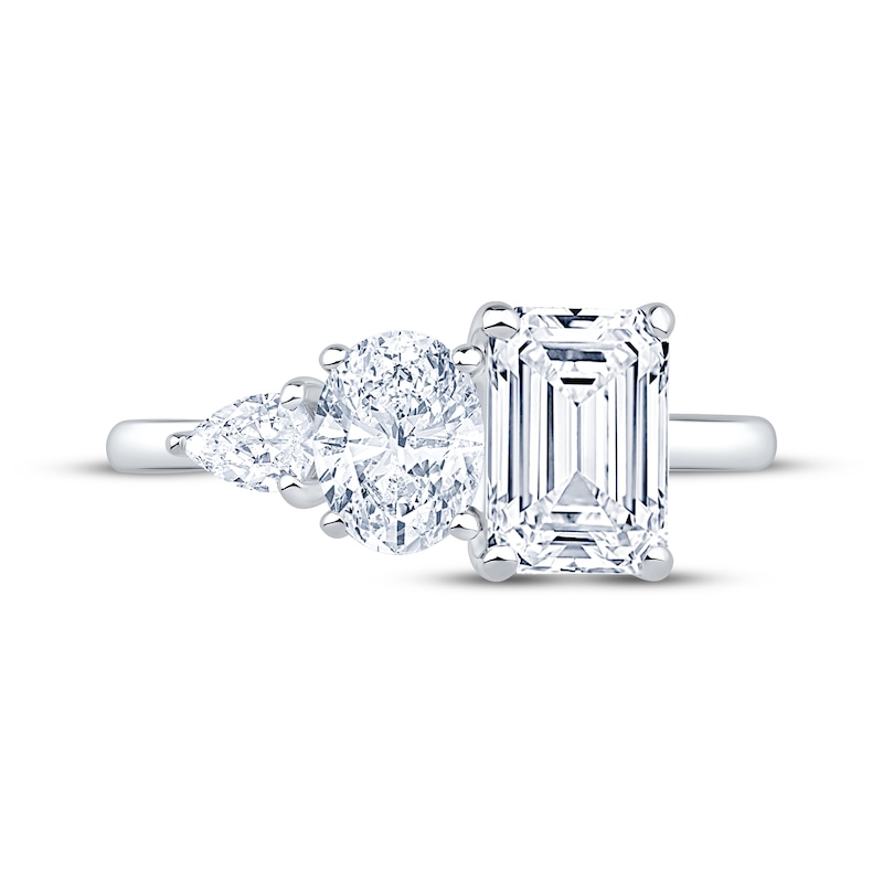 Main Image 3 of Now + Forever Emerald-Cut, Oval-Cut & Pear-Shaped Lab-Grown Diamond Engagement Ring 2-1/6 ct tw 14K White Gold