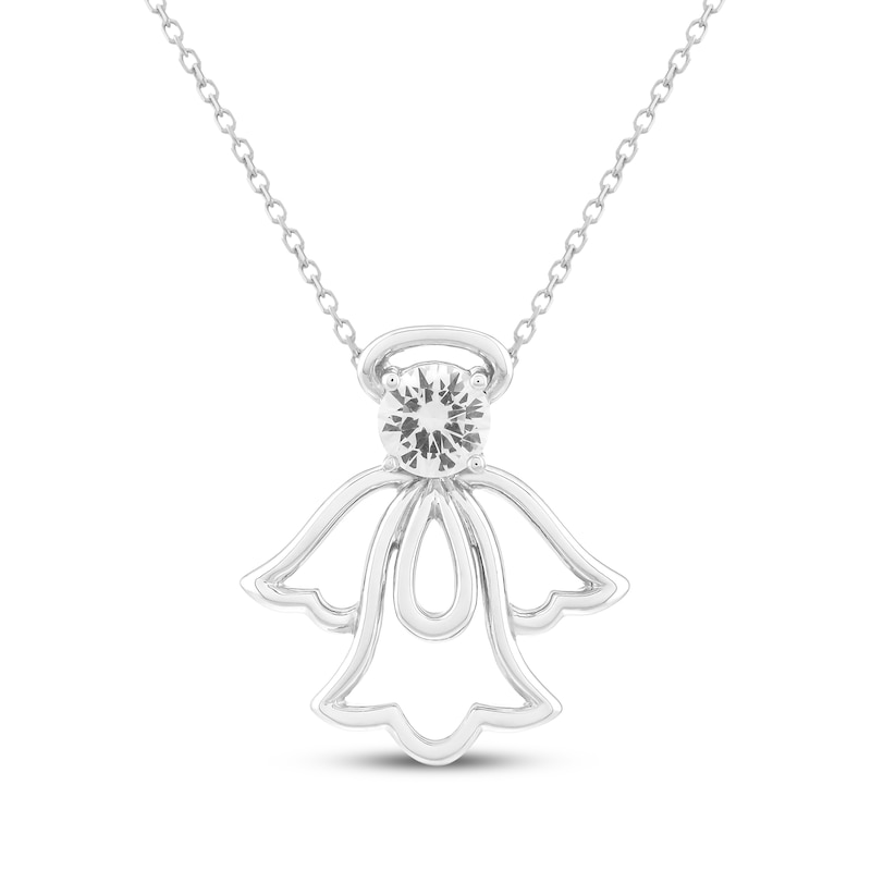Main Image 1 of White Lab-Created Sapphire Angel Necklace Sterling Silver 18"