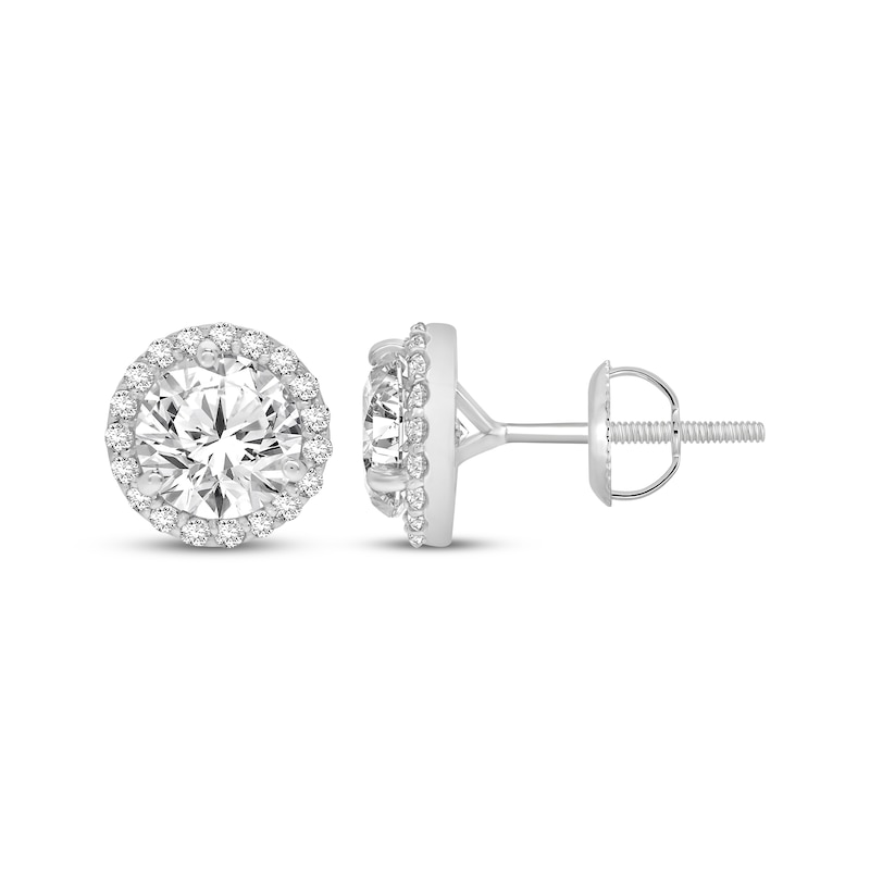 Main Image 3 of KAY Lab-Grown Diamonds Halo Stud Earrings 3-1/2 ct tw 14K White Gold (F/SI2)