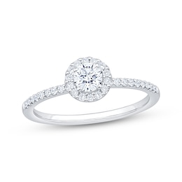 Now + Forever Round-Cut Diamond Halo Engagement Ring 1/2 ct tw 10K White Gold