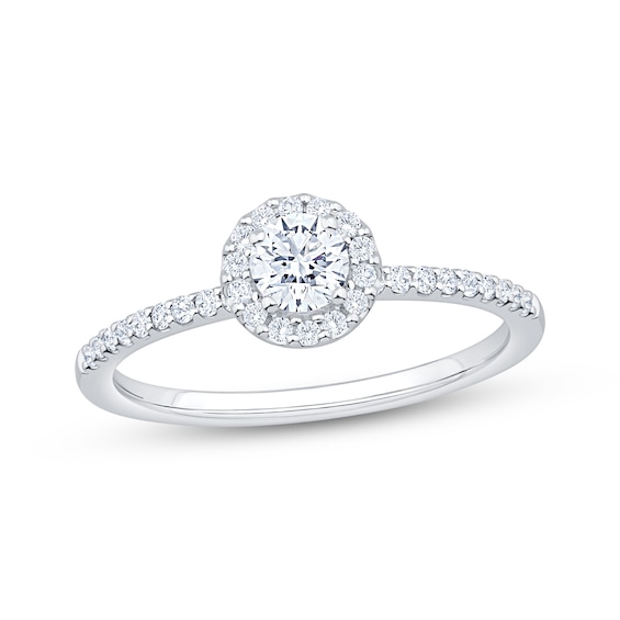 Now + Forever Round-Cut Diamond Halo Engagement Ring 1/2 ct tw 10K White Gold