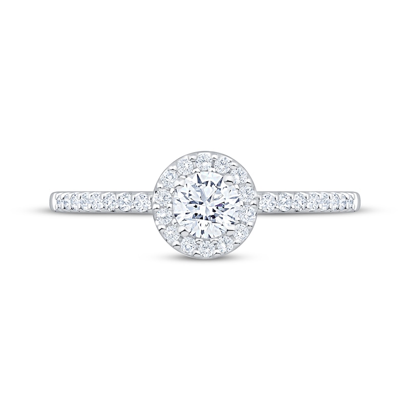 Main Image 3 of Now + Forever Round-Cut Diamond Halo Engagement Ring 1/2 ct tw 10K White Gold