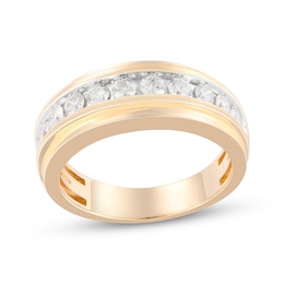 Now + Forever Lab-Grown Diamonds Men's Stepped Wedding Band 1 ct tw 10K Yellow Gold