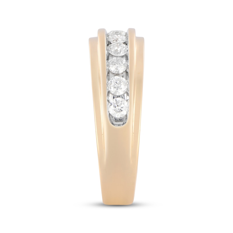 Main Image 2 of Now + Forever Lab-Grown Diamonds Men's Stepped Wedding Band 1 ct tw 10K Yellow Gold