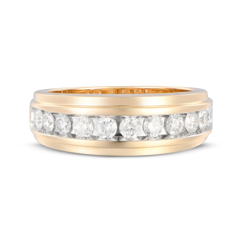 Main Image 4 of Now + Forever Lab-Grown Diamonds Men's Stepped Wedding Band 1 ct tw 10K Yellow Gold