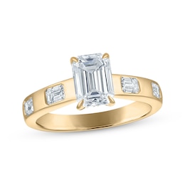 Now + Forever Lab-Grown Diamonds Emerald-Cut Hidden Halo Engagement Ring 2 ct tw 14K Yellow Gold