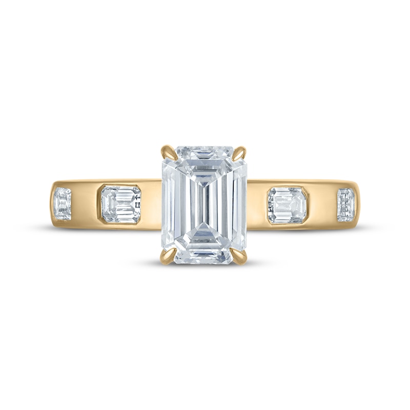 Main Image 3 of Now + Forever Lab-Grown Diamonds Emerald-Cut Hidden Halo Engagement Ring 2 ct tw 14K Yellow Gold