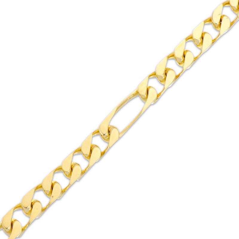Main Image 2 of 9mm Figaro Chain Bracelet Solid 10K Yellow Gold 8.5"