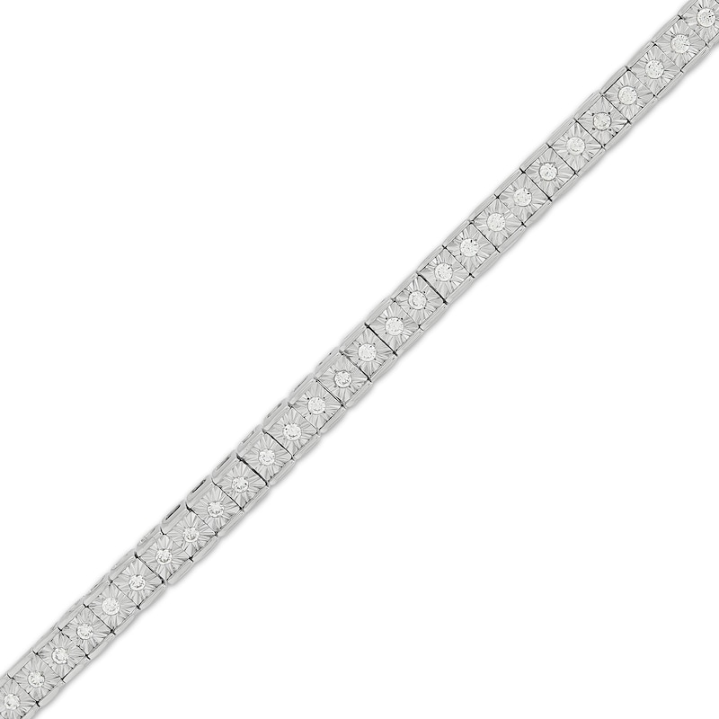 Main Image 2 of KAY Lab-Grown Diamonds Men's Square Link Line Bracelet 1 ct tw Sterling Silver 8.5"