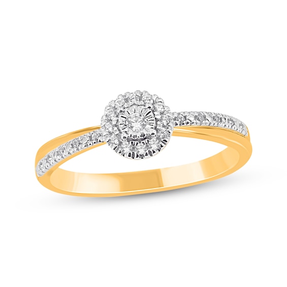 Diamond Halo Fashion Ring 1/10 ct tw 14K Yellow Gold
