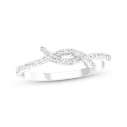 White Lab-Created Sapphire Twist Ring Sterling Silver