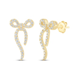 Monique Lhuillier Bliss Lab-Grown Diamond Bow Earrings 3/8 ct tw 24K Yellow Gold Vermeil Sterling Silver