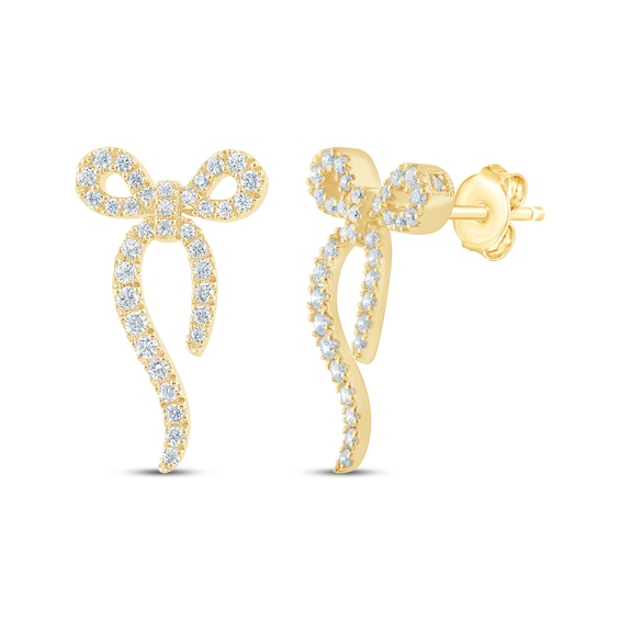 Monique Lhuillier Bliss Lab-Grown Diamond Bow Earrings 3/8 ct tw 24K Yellow Gold Vermeil Sterling Silver