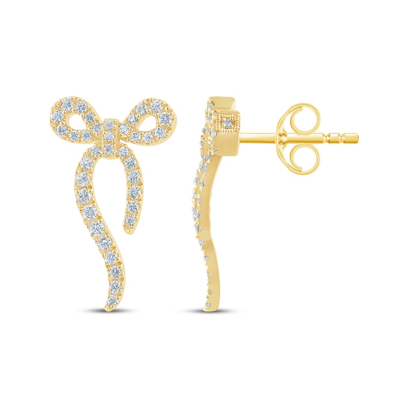 Main Image 3 of Monique Lhuillier Bliss Lab-Grown Diamond Bow Earrings 3/8 ct tw 24K Yellow Gold Vermeil Sterling Silver