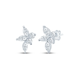Monique Lhuillier Bliss Marquise & Round-Cut Lab-Grown Diamond Cluster Earrings 3/4 ct tw Platinum-Plated Sterling Silver