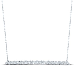 Monique Lhuillier Bliss Marquise-Cut & Round-Cut Lab-Grown Diamond Bar Necklace 7/8 ct tw Platinum-Plated Sterling Silver 16"