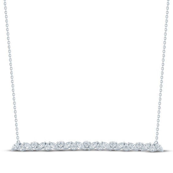 Monique Lhuillier Bliss Marquise-Cut & Round-Cut Lab-Grown Diamond Bar Necklace 7/8 ct tw Platinum-Plated Sterling Silver 16"
