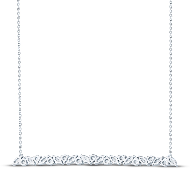Main Image 3 of Monique Lhuillier Bliss Marquise-Cut & Round-Cut Lab-Grown Diamond Bar Necklace 7/8 ct tw Platinum-Plated Sterling Silver 16"