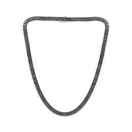 Men's Black Diamond Three-Row Tennis Necklace 5 ct tw Black Rhodium-Plated Sterling Silver 20"