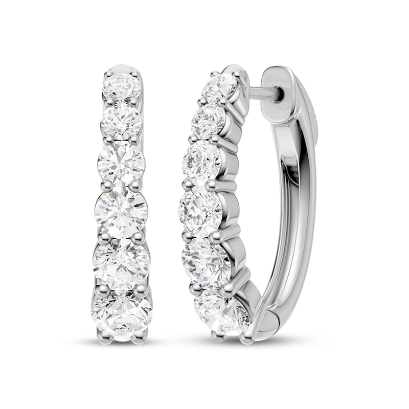 Main Image 1 of KAY Lab-Grown Diamonds Graduated Hoop Earrings 2 ct tw 10K White Gold