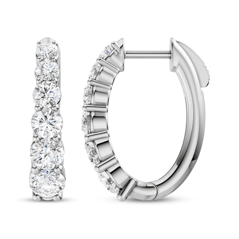 Main Image 3 of KAY Lab-Grown Diamonds Graduated Hoop Earrings 2 ct tw 10K White Gold