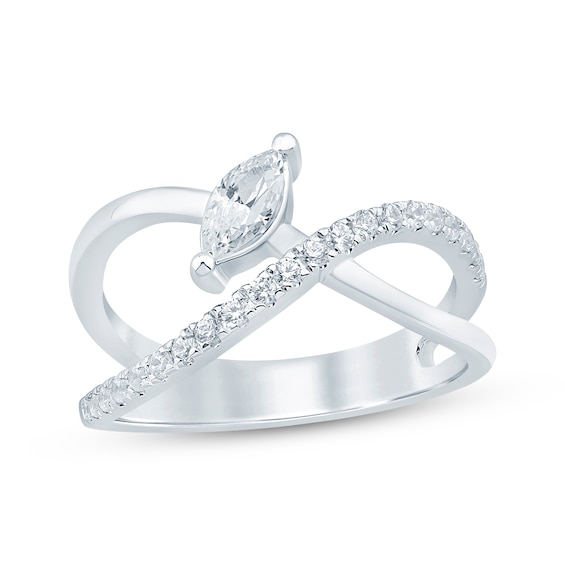KAY Lab-Grown Diamonds Marquise-Cut Curved Crossover Ring 1/2 ct tw 10K White Gold