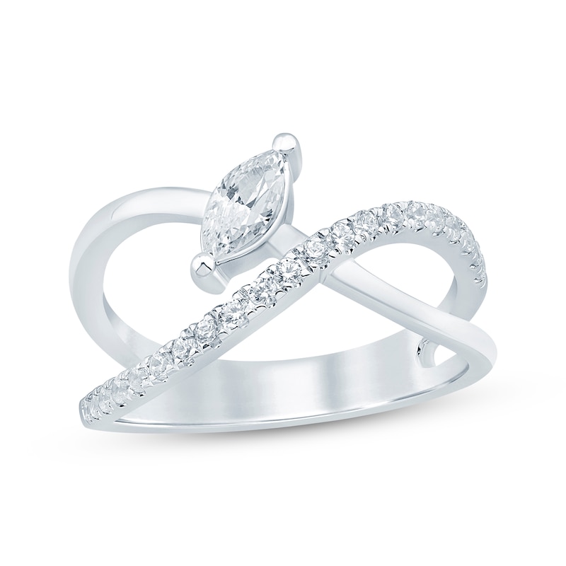 Main Image 1 of KAY Lab-Grown Diamonds Marquise-Cut Curved Crossover Ring 1/2 ct tw 10K White Gold