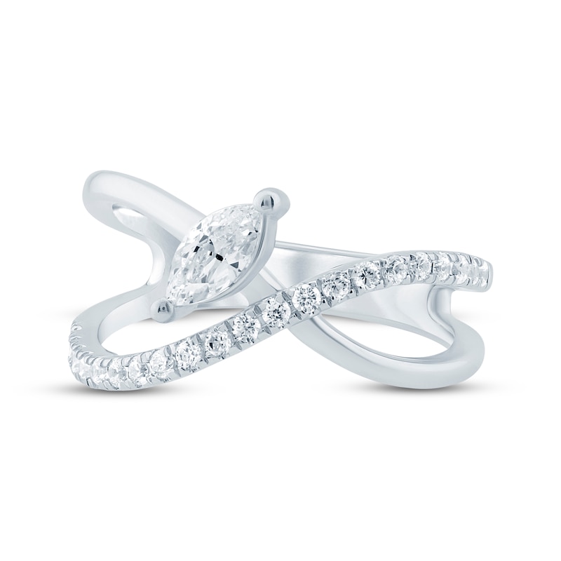 Main Image 3 of KAY Lab-Grown Diamonds Marquise-Cut Curved Crossover Ring 1/2 ct tw 10K White Gold