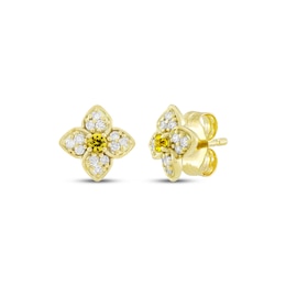 STUDIO BY KAY Yellow & White Lab-Created Sapphire Flower Stud Earrings 24K Yellow Gold Vermeil Sterling Silver
