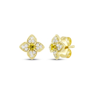 STUDIO BY KAY Yellow & White Lab-Created Sapphire Flower Stud Earrings 24K Yellow Gold Vermeil Sterling Silver