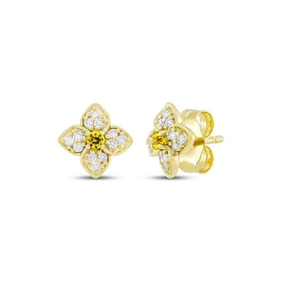 STUDIO BY KAY Yellow & White Lab-Created Sapphire Flower Stud Earrings 24K Yellow Gold Vermeil Sterling Silver