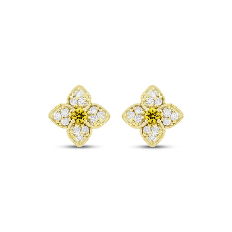 Main Image 2 of STUDIO BY KAY Yellow & White Lab-Created Sapphire Flower Stud Earrings 24K Yellow Gold Vermeil Sterling Silver