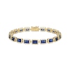 Thumbnail Image 1 of STUDIO BY KAY Baguette-Cut Blue Lab-Created Sapphire Bracelet 24K Yellow Gold Vermeil Sterling Silver 7.25"