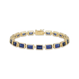 STUDIO BY KAY Baguette-Cut Blue Lab-Created Sapphire Bracelet 24K Yellow Gold Vermeil Sterling Silver 7.25"