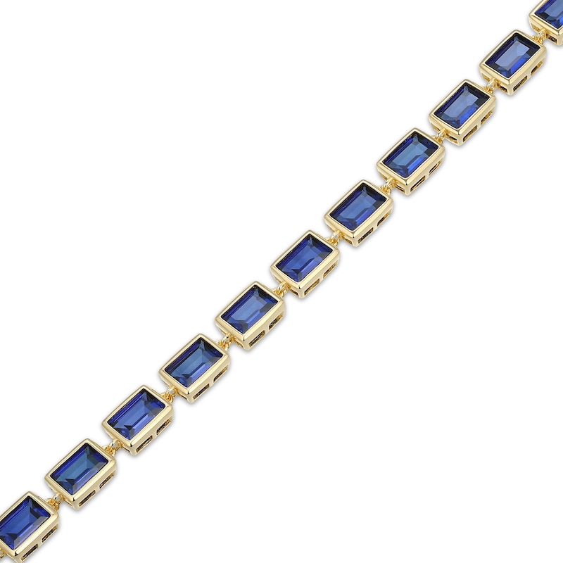 Main Image 2 of STUDIO BY KAY Baguette-Cut Blue Lab-Created Sapphire Bracelet 24K Yellow Gold Vermeil Sterling Silver 7.25"