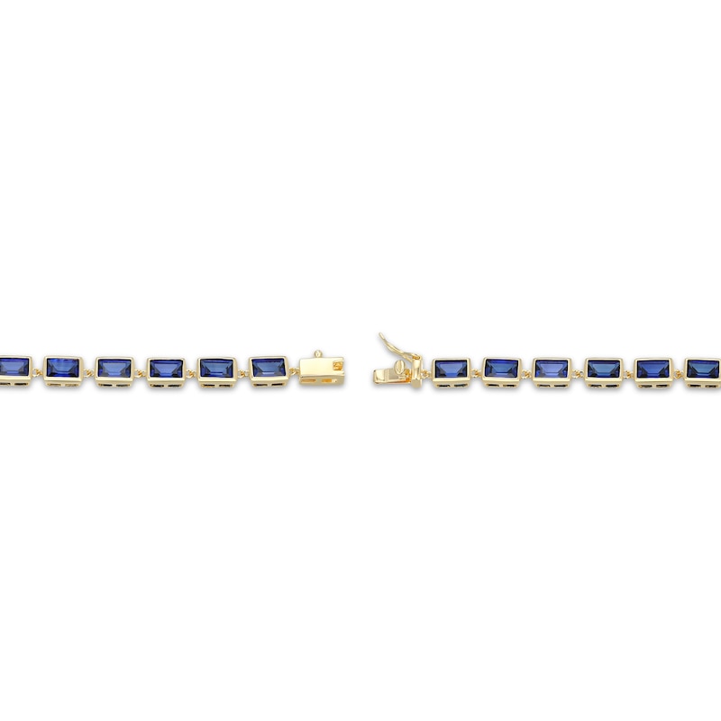 Main Image 3 of STUDIO BY KAY Baguette-Cut Blue Lab-Created Sapphire Bracelet 24K Yellow Gold Vermeil Sterling Silver 7.25"