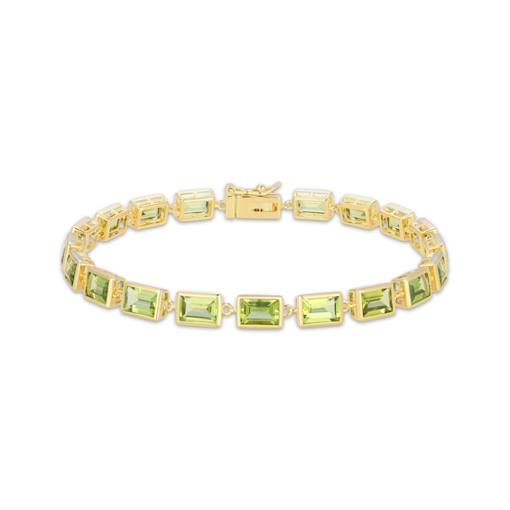 STUDIO BY KAY Baguette-Cut Peridot Bracelet 24K Yellow Gold Vermeil Sterling Silver 7.25"