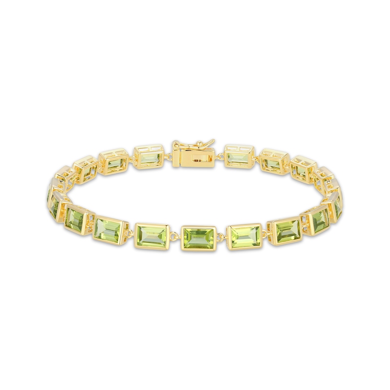 Main Image 1 of STUDIO BY KAY Baguette-Cut Peridot Bracelet 24K Yellow Gold Vermeil Sterling Silver 7.25"