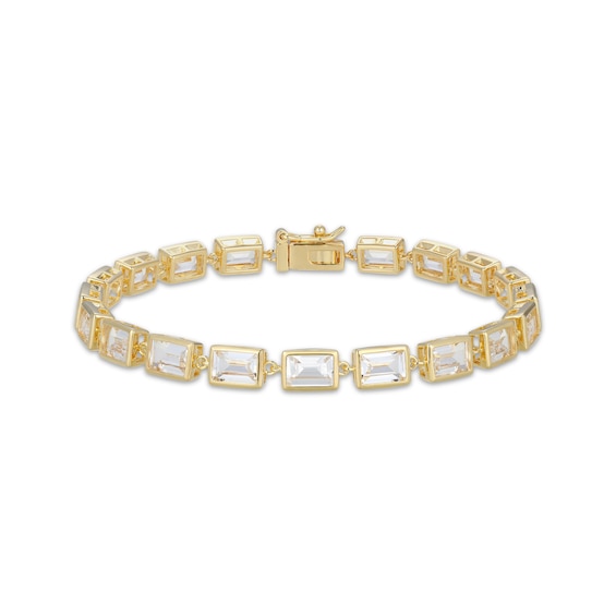 STUDIO BY KAY Baguette-Cut White Lab-Created Sapphire Bracelet 24K Yellow Gold Vermeil Sterling Silver 7.25"