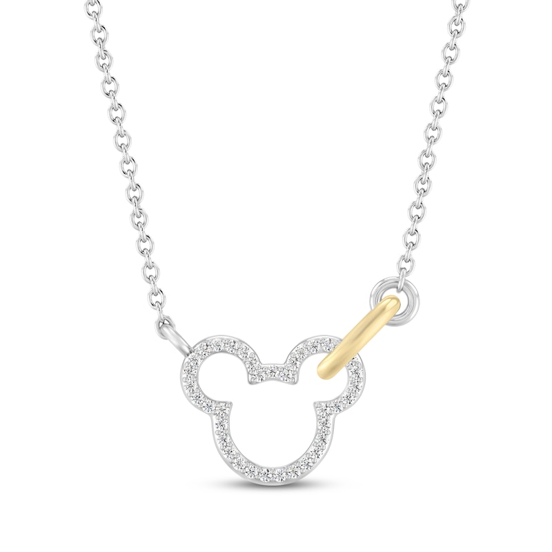 Main Image 1 of Disney Treasures Mickey Mouse Link Necklace 1/10 ct tw Sterling Silver & 10K Yellow Gold 18"