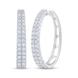 KAY Lab-Grown Diamonds Two-Row Oval Hoop Earrings 3 ct tw 10K White Gold