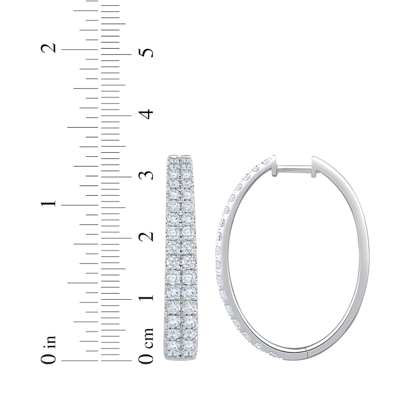 Main Image 4 of KAY Lab-Grown Diamonds Two-Row Oval Hoop Earrings 3 ct tw 10K White Gold