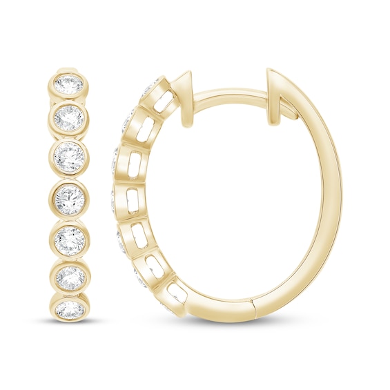 KAY Lab-Grown Diamonds Bezel-Set Hoop Earrings 1/2 ct tw 10K Yellow Gold
