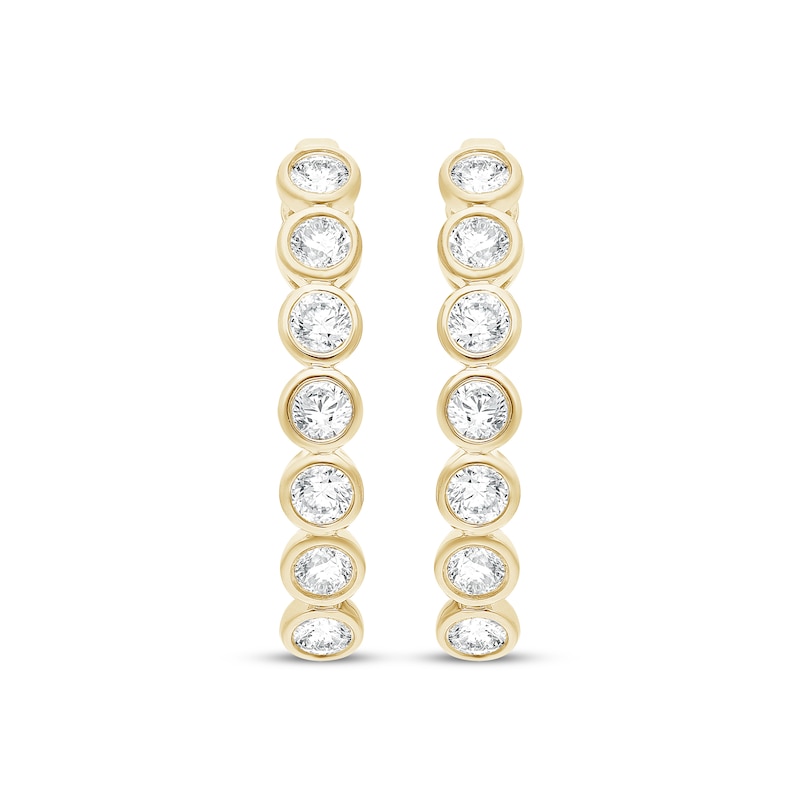 Main Image 2 of KAY Lab-Grown Diamonds Bezel-Set Hoop Earrings 1/2 ct tw 10K Yellow Gold