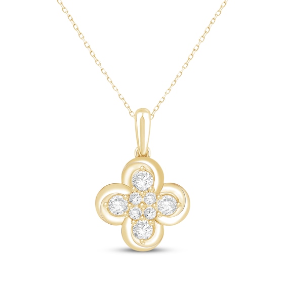 KAY Lab-Grown Diamonds Clover Necklace 1/2 ct tw 10K Yellow Gold 18"