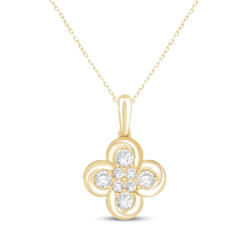 Main Image 1 of KAY Lab-Grown Diamonds Clover Necklace 1/2 ct tw 10K Yellow Gold 18"